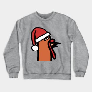 Portrait of Thanksgiving Turkey Wearing Christmas Santa Hat Crewneck Sweatshirt